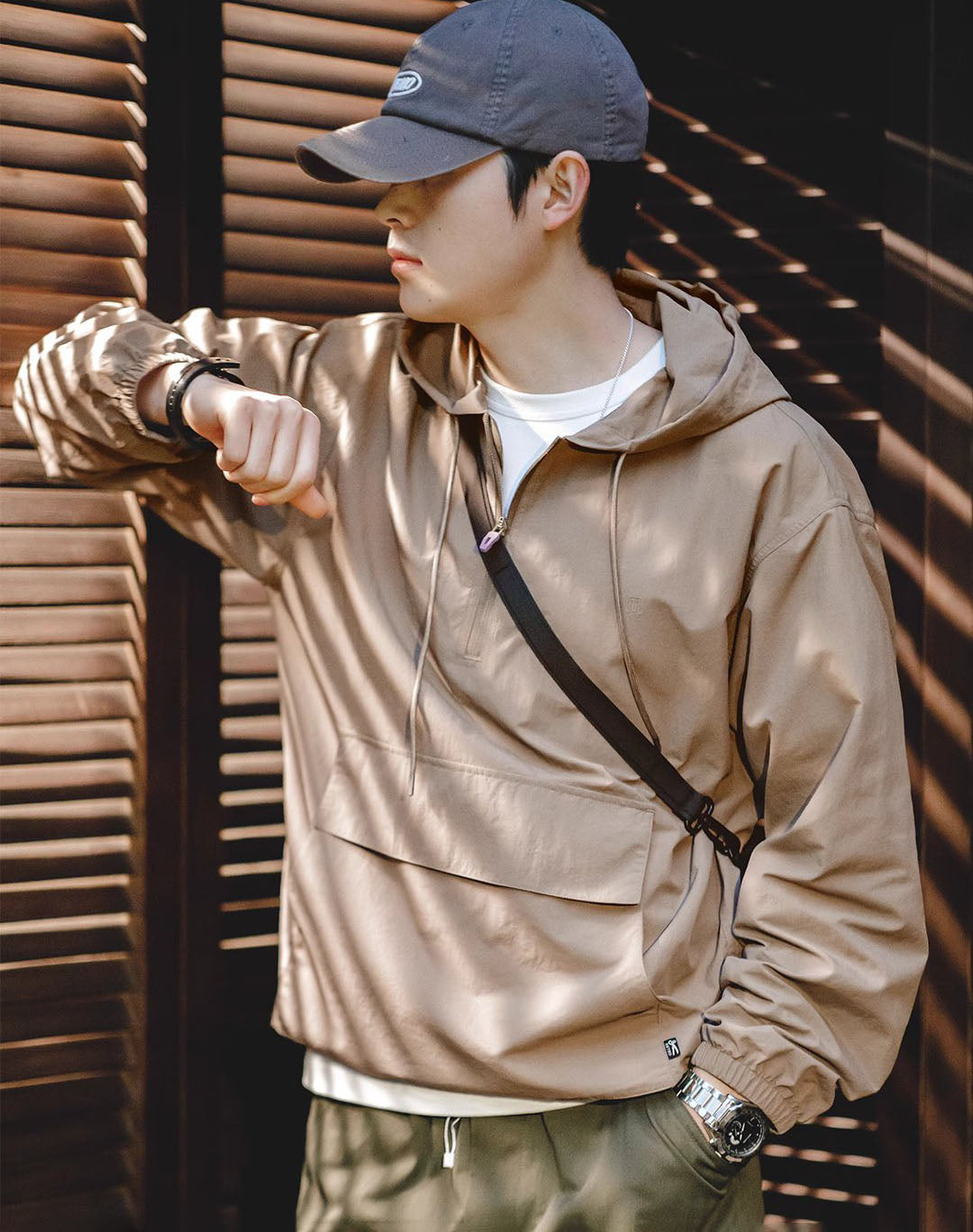 American Mountain Half-Zip Hooded Sports Pullover Men's Sweater - Harmony Gallery