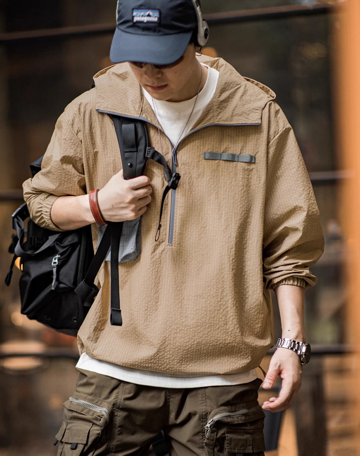 American Mountain Half Zip Pullover Contrast Color Thin Men's Sweater - Harmony Gallery