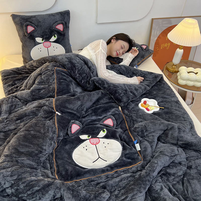 Cuddly Character Plush Comforter Set with Matching Pillows for Sweet Dreams - Harmony Gallery