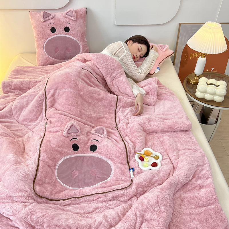 Cuddly Character Plush Comforter Set with Matching Pillows for Sweet Dreams - Harmony Gallery