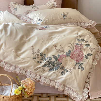 French Romantic Princess Cotton Four-Piece Pure Cotton Bed Set - Harmony Gallery