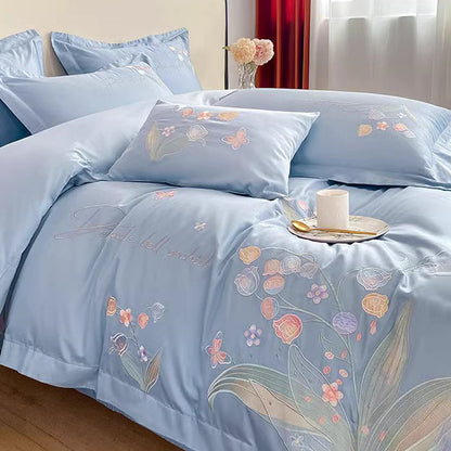Nordic Light Luxury Princess Cotton Embroidered Four-Piece Bed Set - Harmony Gallery