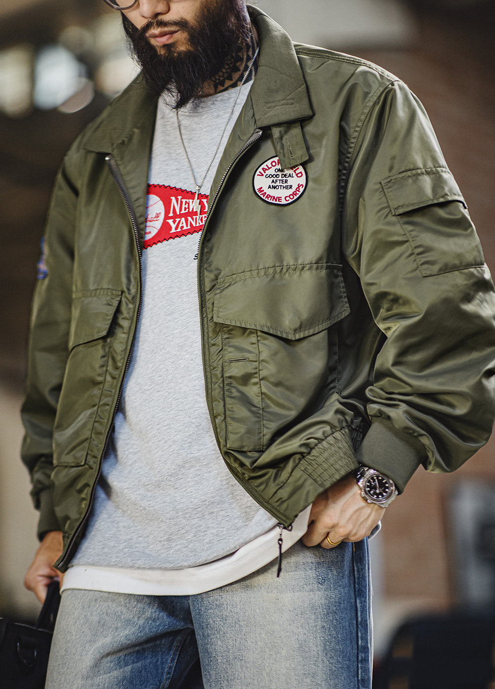 American Retro G8WEP Flight Short Standing Leading Thin Military Men's Jacket - Harmony Gallery