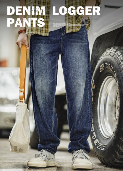 American Retro Whitened Logging Washed Denim Men's Jeans - Harmony Gallery