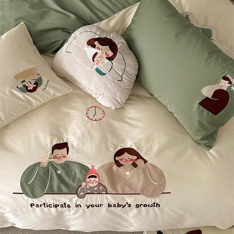 Family Wash And Brush Pure Cotton Four-Piece Bed Set - Harmony Gallery