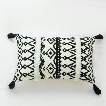 Bohemian Chic Black and Ivory Decorative Textured Throw Pillows - Harmony Gallery