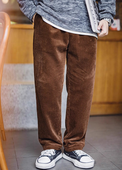 American Retro Heavy Corduroy Double Pleated Drape Cotton Men's Trousers - Harmony Gallery