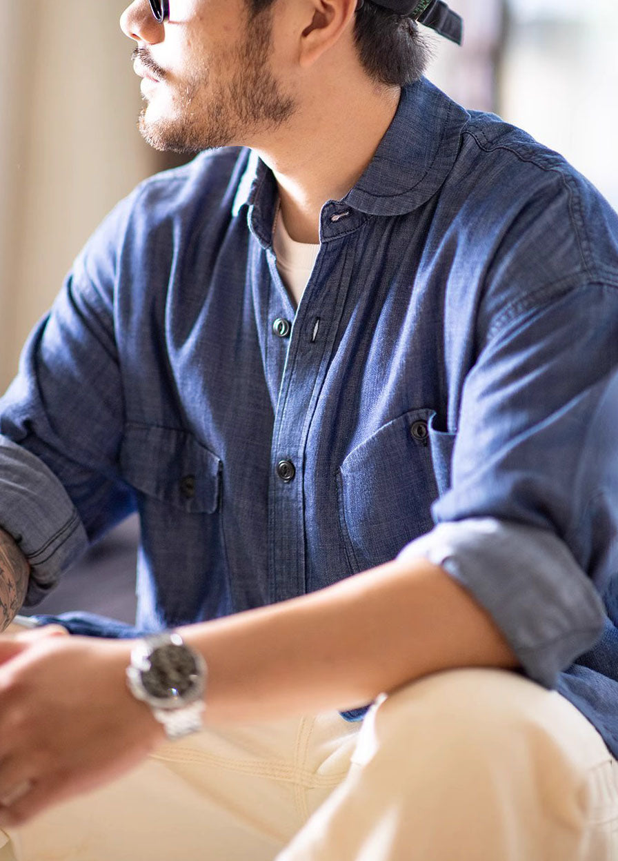 American Workwear Retro Tencel Denim Lyocell Men's Shirt - Harmony Gallery