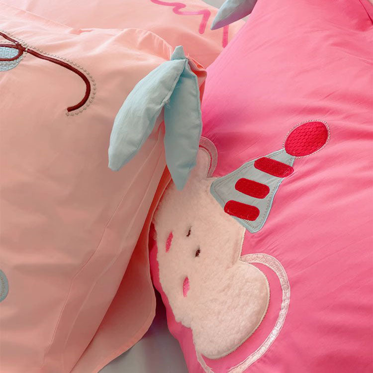 Girly Heart Cute Baby Elephant Four-Piece Pure Cotton Bed Set - Harmony Gallery