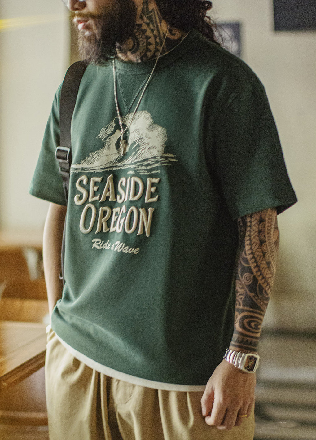 American Retro Three-Dimensional Embroidery Digital Printing Men's T-Shirt - Harmony Gallery