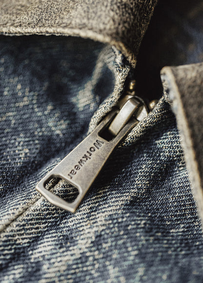American Workwear Denim Detroit Washed Distressed Short Men's Jacket