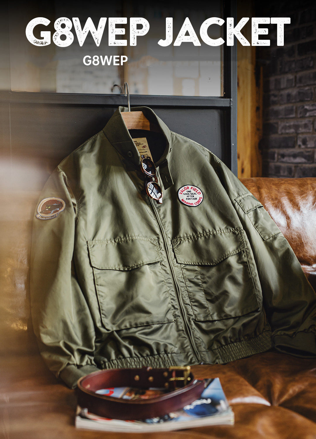 American Retro G8WEP Flight Short Standing Leading Thin Military Men's Jacket - Harmony Gallery