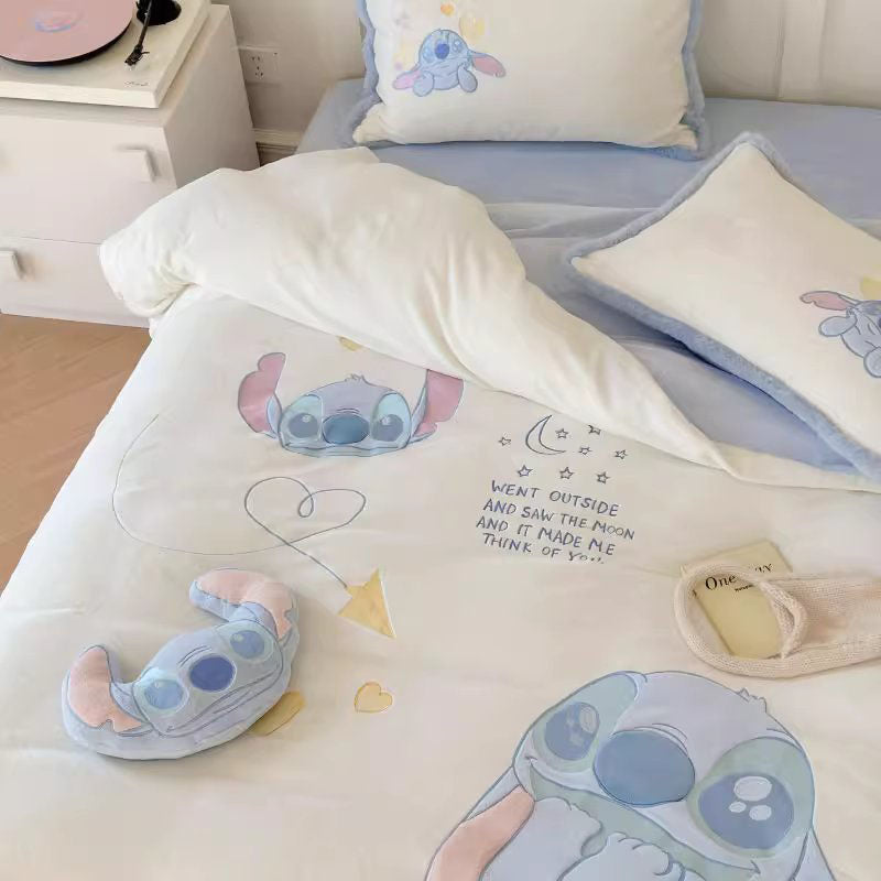Disney Cute Stitch Washed Pure Cotton Four-piece Bed Set - Harmony Gallery