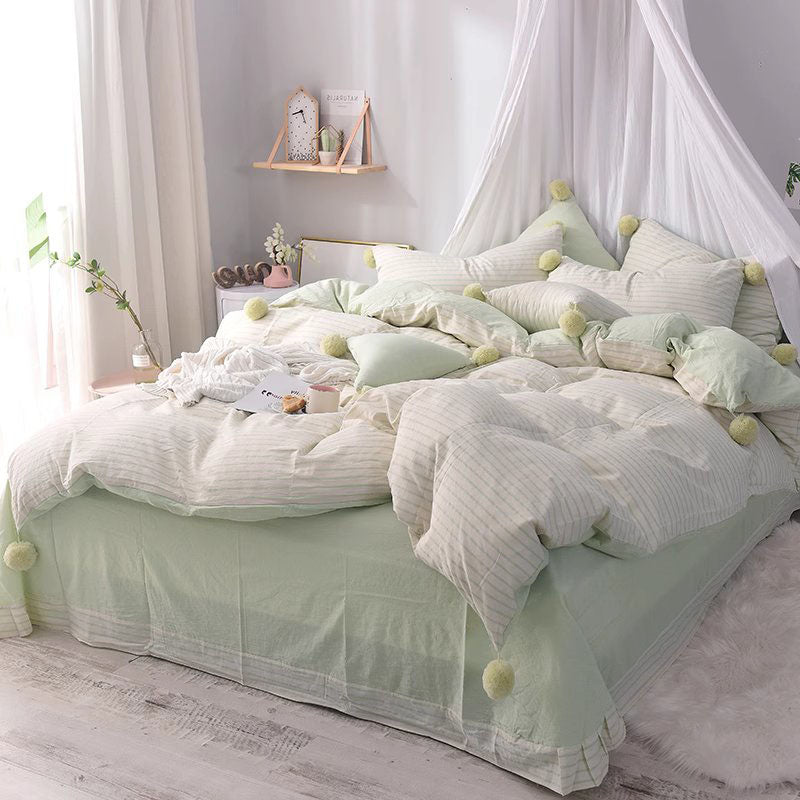 Princess Heart Pure Cotton Washed Cool four-piece Bed Set - Harmony Gallery
