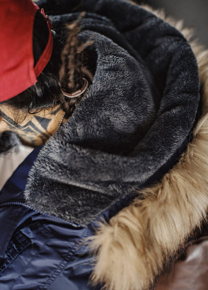American Retro N2A Fur Collar Parka Blue Mountain Eagle Cotton Men's Jacket - Harmony Gallery