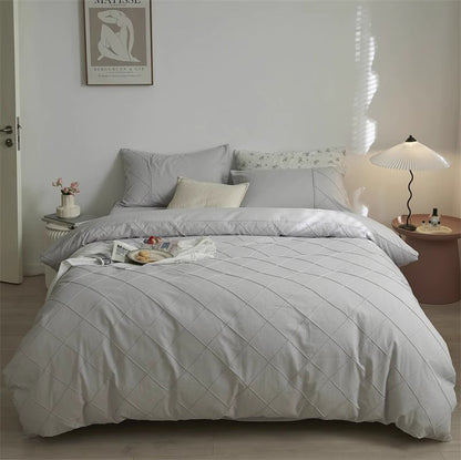 Nordic Rhombus Light Luxury Washed Cotton Four-Piece Bed Set - Harmony Gallery