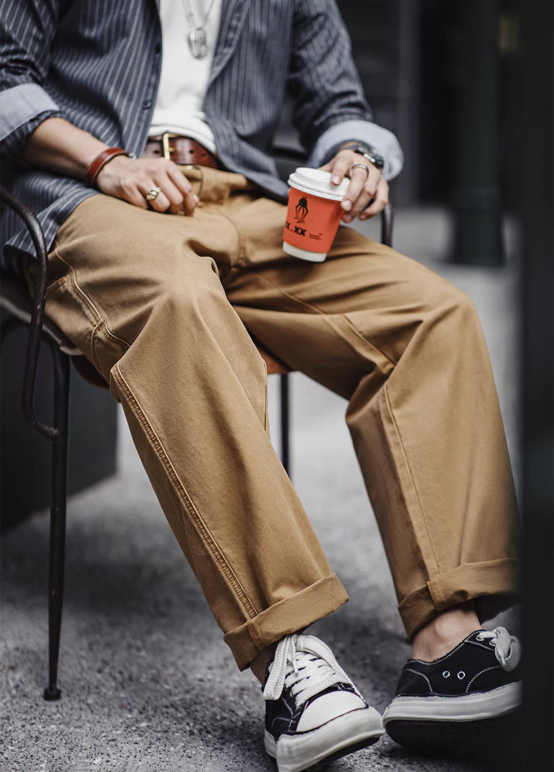 American Retro Workwear Loose Wide-Leg Straight Men's Trousers - Harmony Gallery