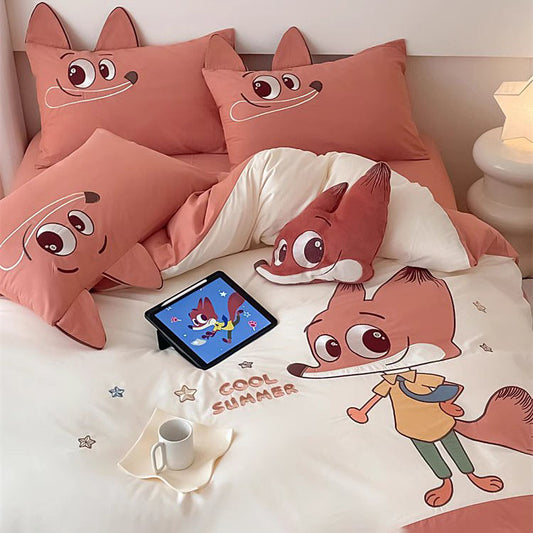 Disney Cartoon Zootopia Nick Washed Four-piece Pure Cotton - Harmony Gallery