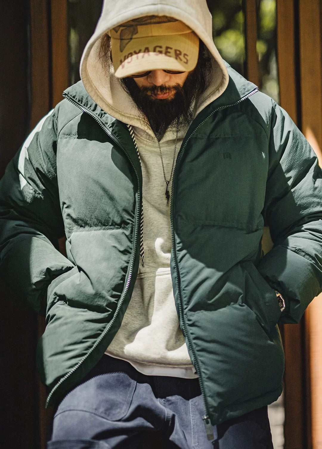 American Hoodless Waterproof 90 White Duck Down Warm Men's Jacket - Harmony Gallery