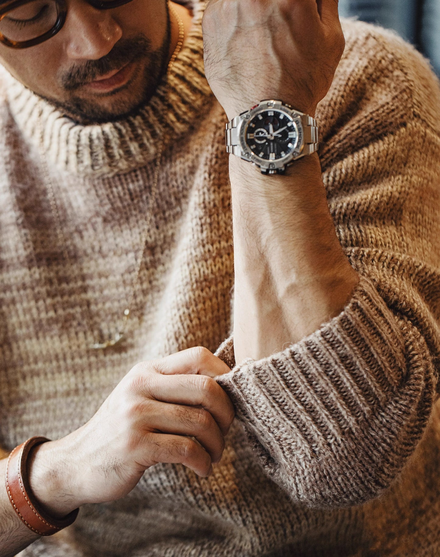 American Retro Striped Maillard Pullover Blended Men's Sweater - Harmony Gallery