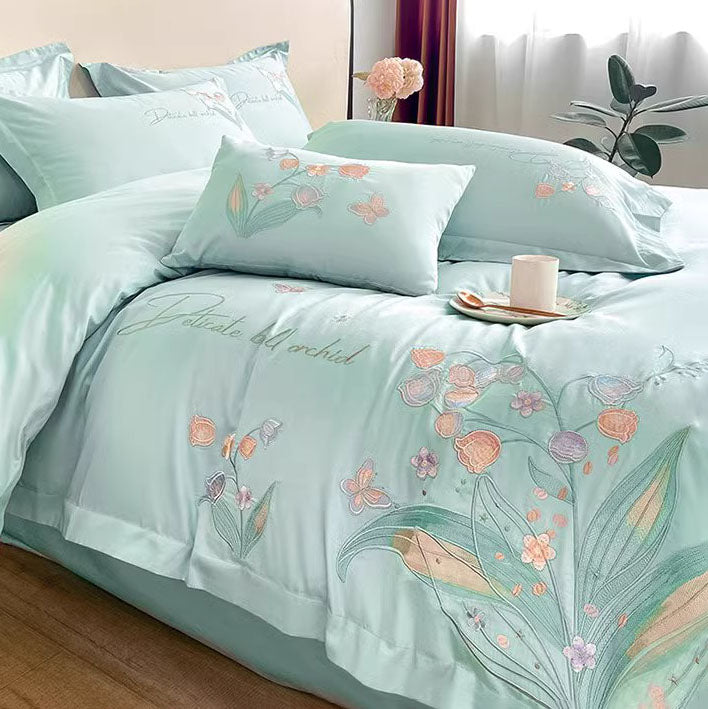 Nordic Light Luxury Princess Cotton Embroidered Four-Piece Bed Set - Harmony Gallery