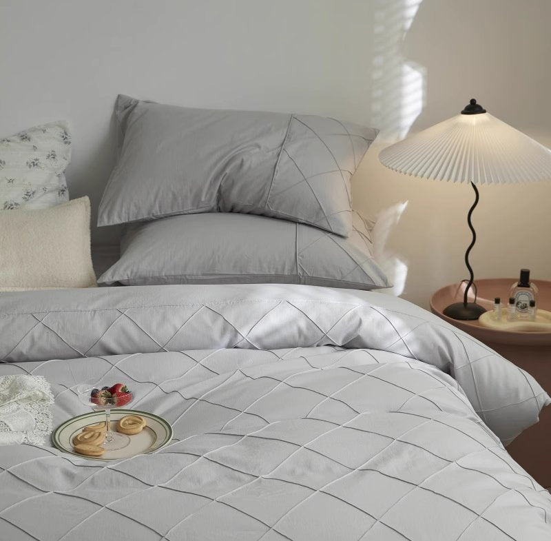 Nordic Rhombus Light Luxury Washed Cotton Four-Piece Bed Set - Harmony Gallery