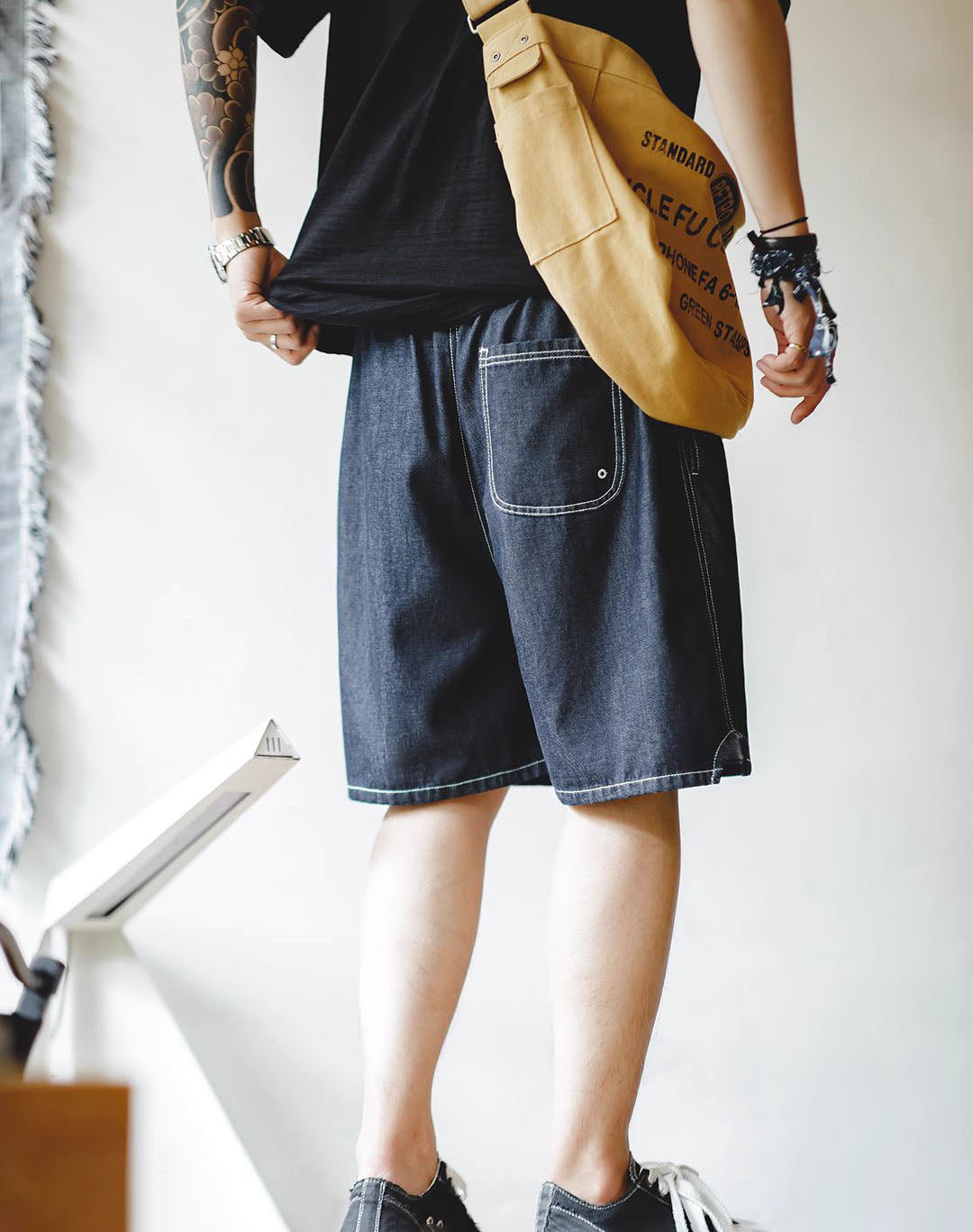 American Casual Ice Skin Denim Cool Loose Straight Men's Shorts - Harmony Gallery