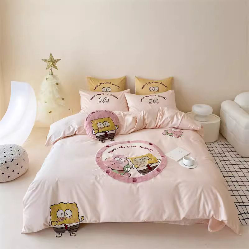 Cute SpongeBob SquarePants Pure Cotton Four-Piece Bed Set - Harmony Gallery