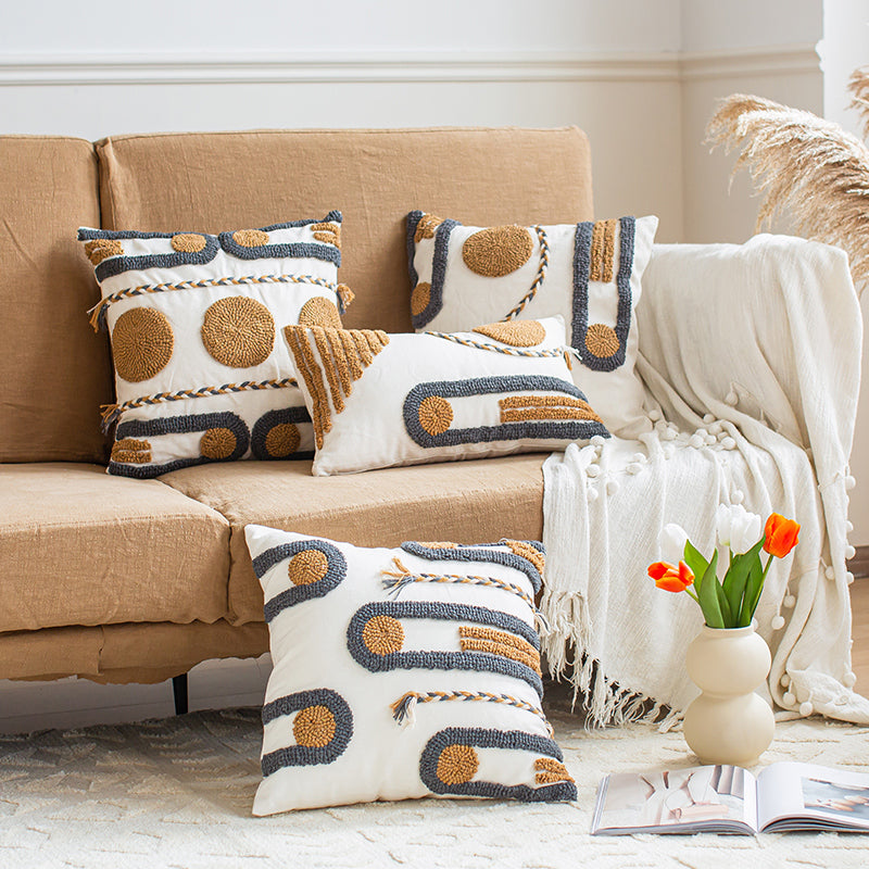Sunset Medallion Circular Pattern Designer Throw Pillows - Harmony Gallery