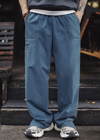 American Color-Blocked Multi-Pocket Work Pants Lightweight Men's Trousers
