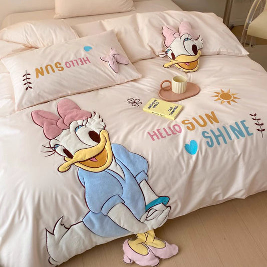 Disney Donald Duck Princess Daisy Washed Four-Piece Cotton Bed Set - Harmony Gallery
