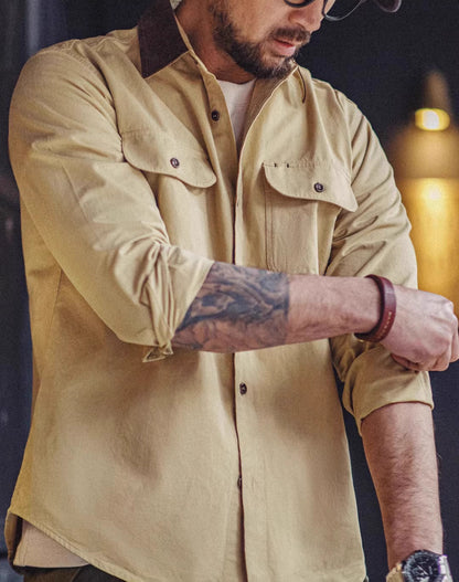 American Retro Contrast Color Splicing Cotton Pocket Men's Shirt - Harmony Gallery