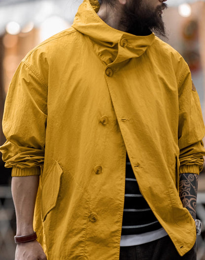 American Retro Pleated Thin Hooded Texture Outdoor Men's Jacket - Harmony Gallery