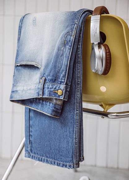 American Retro Casual Ripped Washed White Men's Jeans - Harmony Gallery
