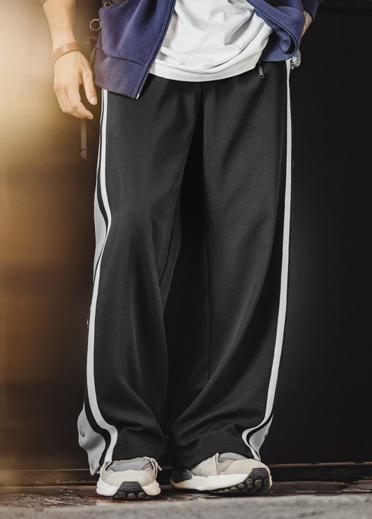 American Basketball Button-Up Straight-Leg Sports Sweatpants Men's Trousers