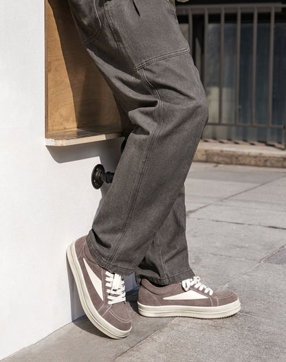 American Retro Suede Brown Thick-Soled Sports Men's Casual Shoes - Harmony Gallery