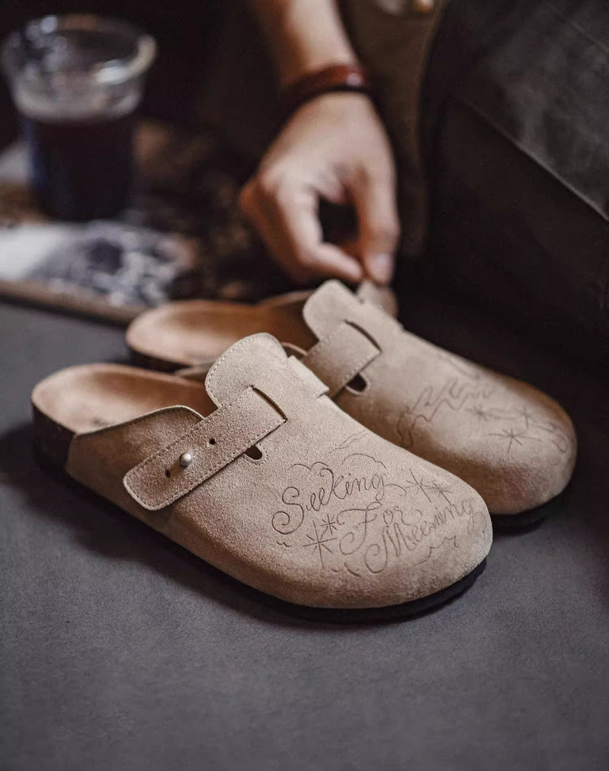 Illustration Of Mules And Half-Slippers Outerwear Cork Leather Unisex Sandal - Harmony Gallery