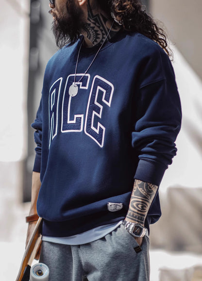 American Letter Embroidered College Thickened Velvet Warm Men's Sweater - Harmony Gallery