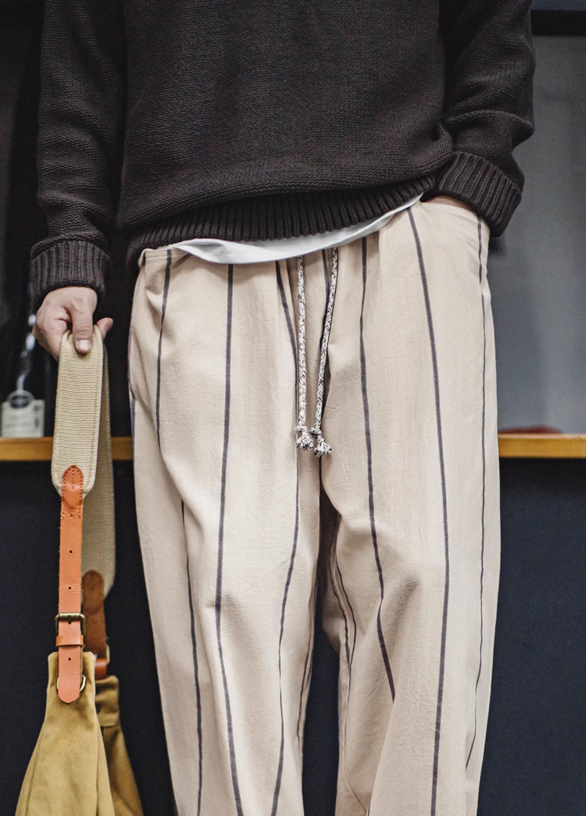 American Retro Vertical Striped Balloon Lazy Straight Men's Trousers - Harmony Gallery