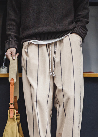 American Retro Vertical Striped Balloon Lazy Straight Men's Trousers - Harmony Gallery