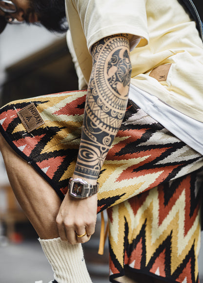 American Retro Navajo Flower Hawaiian Heavy Drape Beach Men's Shorts - Harmony Gallery