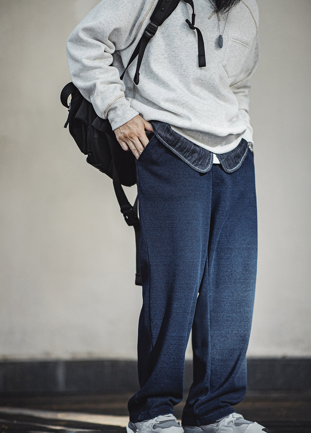 American Retro Knitted Drape Waffle Sweatpants Textured Men's Trousers - Harmony Gallery