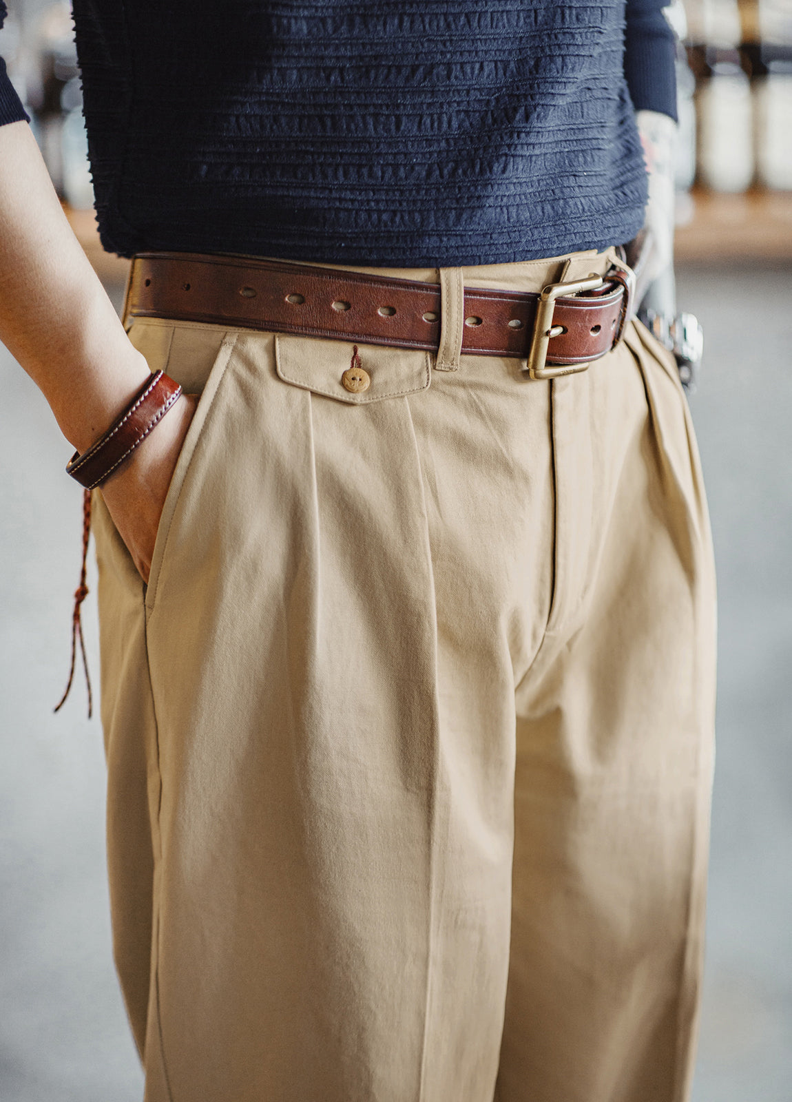 American Workwear Retro Chino Tapered Cotton Straight Men's Trousers - Harmony Gallery