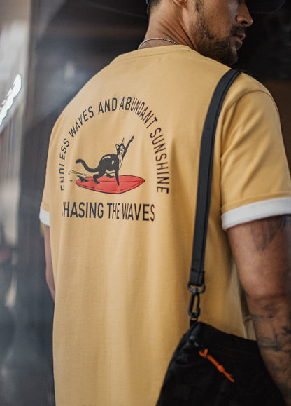 American Retro Back Foaming Printed Heavy Ginger Creative Men's T-Shirt - Harmony Gallery