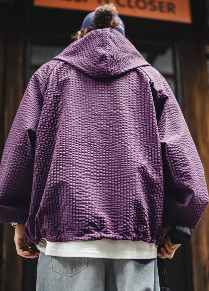 American Retro Half-Zip Hooded With Textured Lightweight Men's Sweater - Harmony Gallery