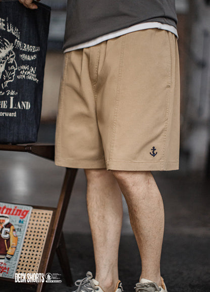 American Retro Anchor Embroidery Flowy Basic Old Money Men's Shorts