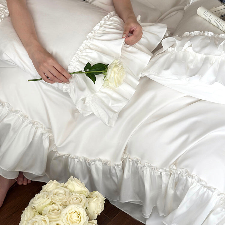 French Princess Skirt Romantic Long-Staple Four-Piece Pure Cotton Bed Set - Harmony Gallery