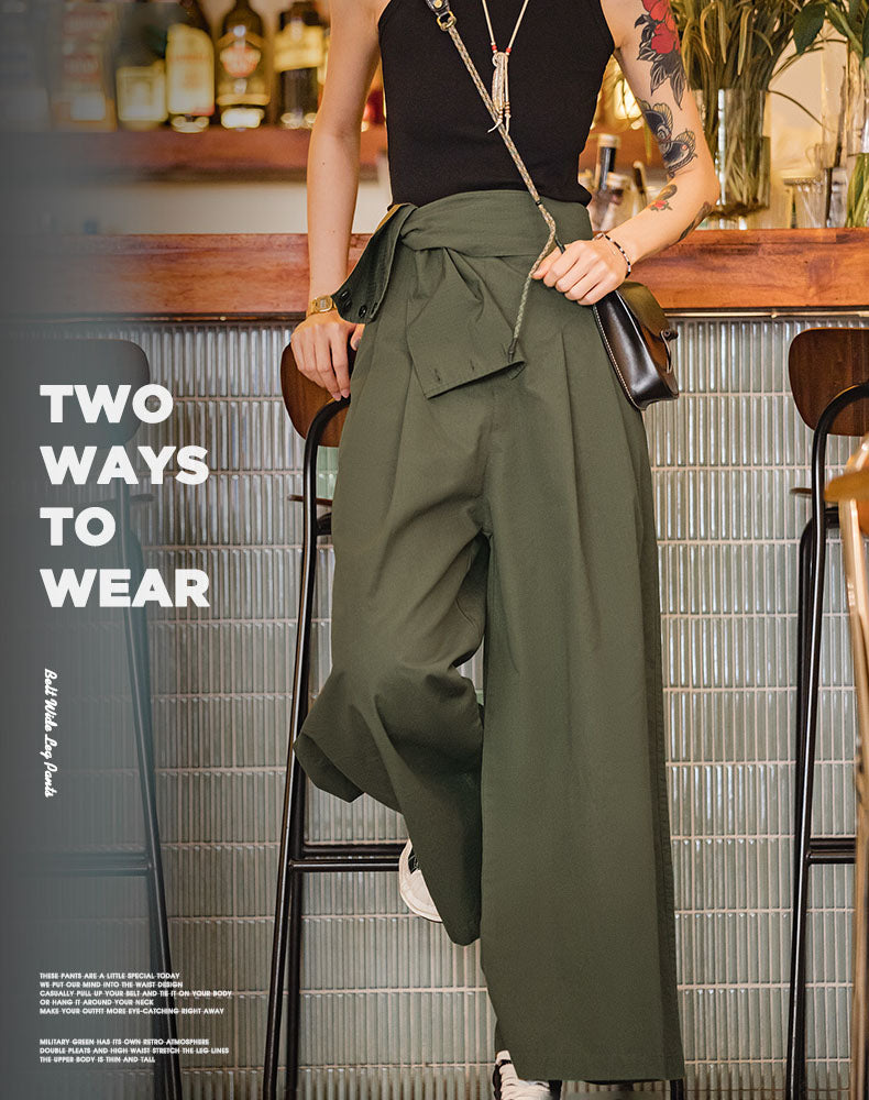 Retro Straight Wide-Legged Hanging Women's Casual Jumpsuits - Harmony Gallery