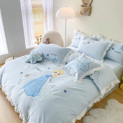 Disney Frozen Princess Elsa Cotton Washed Cotton Four-piece Bed Set - Harmony Gallery