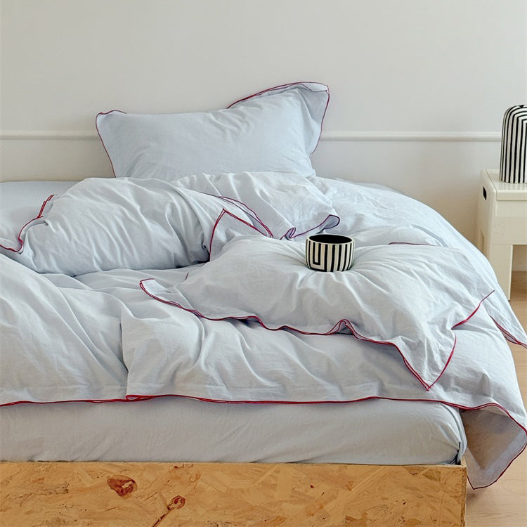 Nordic Solid Color Washed Four-Piece Pure Cotton Suitable For All Seasons Bed Set - Harmony Gallery